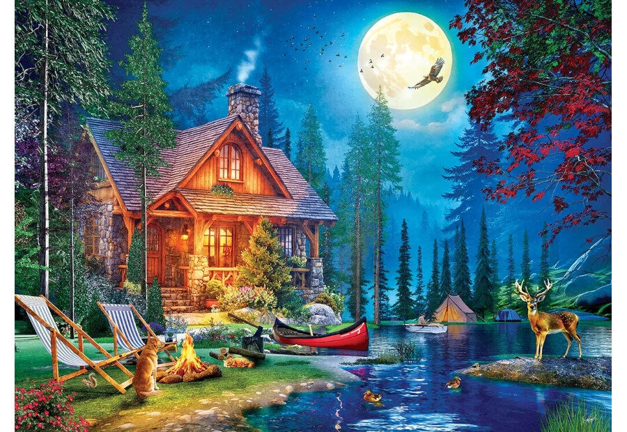 Eurographics puslespil med motivet Moon Lake Cabin, 1000 brikker