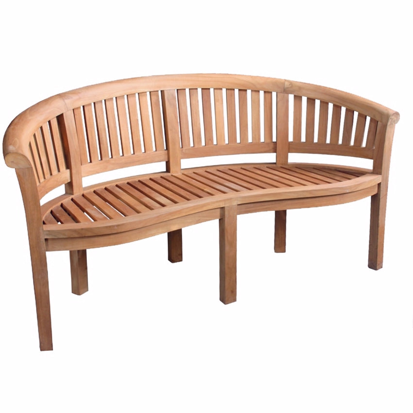 Skovlund Banan havebænk i teak med ryglæn, 150 cm