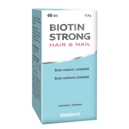 Vitabalans Biotin Strong kosttilskud, pakning med 60 tabletter