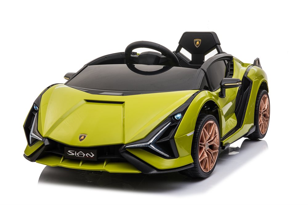 Grøn Lamborghini Sian elbil til børn med officiel licens