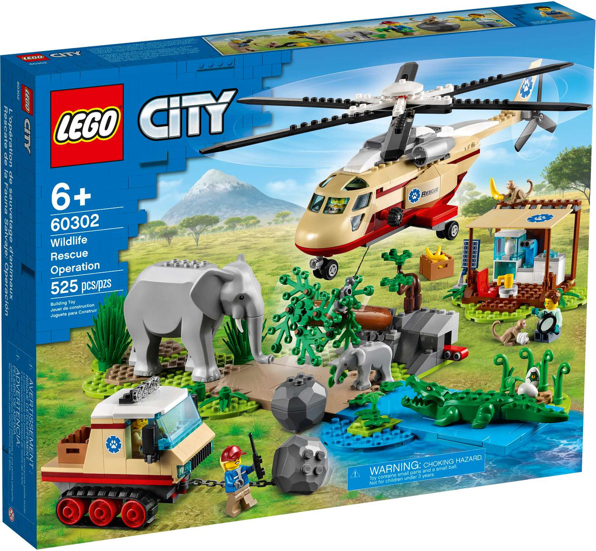 LEGO City Vildtredningsaktion 60302 med helikopter og bæltekøretøj