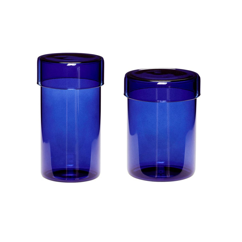 Se Hübsch Opbevaringsglas 2-pak Blå ✔ Kæmpe udvalg i Hübsch ✔ Hurtig levering: 1 - 2 Hverdage samt billig fragt - Varenummer: KTT-603754-01 og barcode / Ean: &