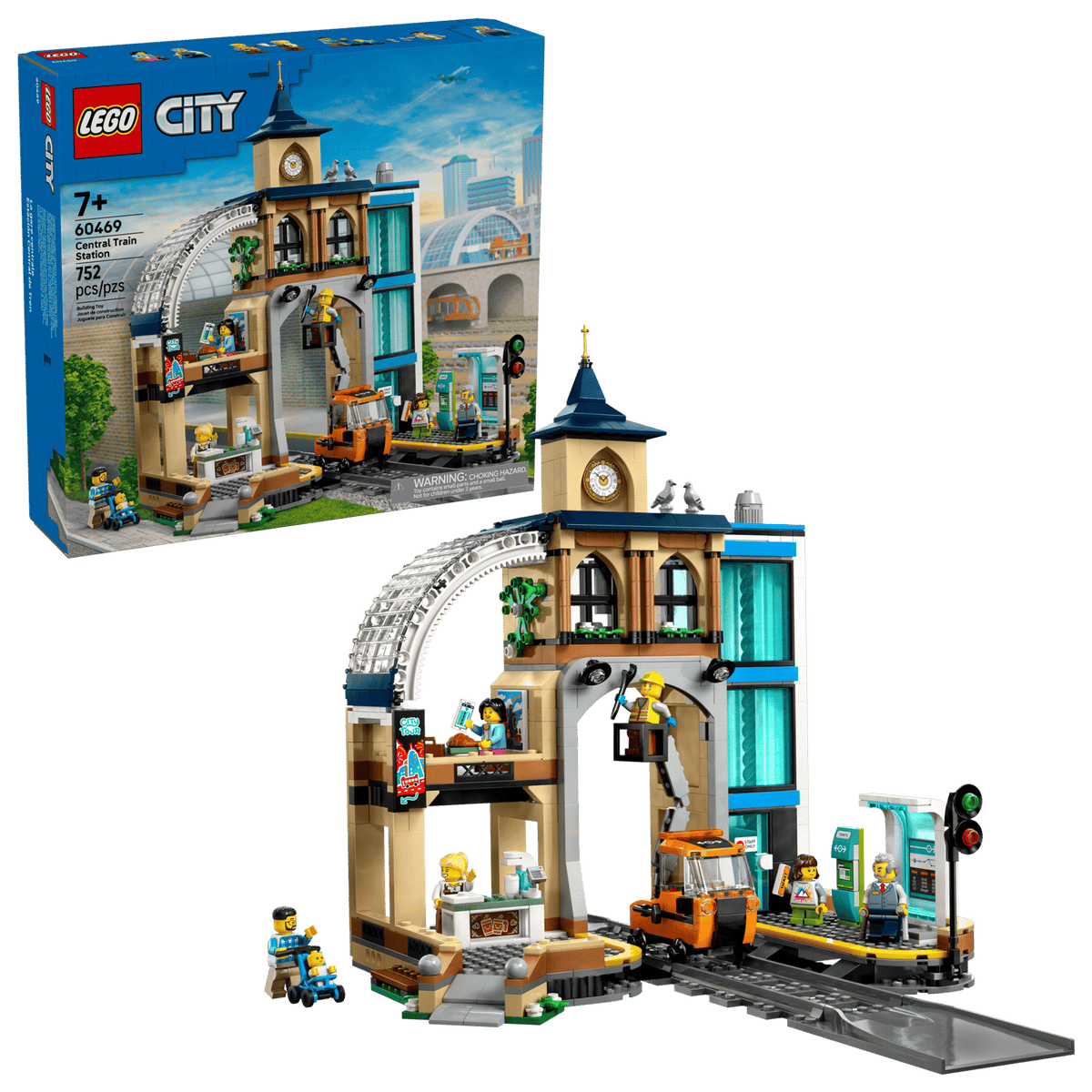 LEGO City Hovedbanegård (60469), togstation i tre etager med klokketårn og kaffebar