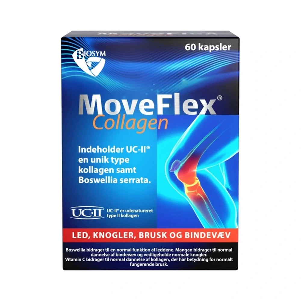 Pakning med Biosym MoveFlex Collagen kosttilskud med UC-II kollagen, 60 stk.