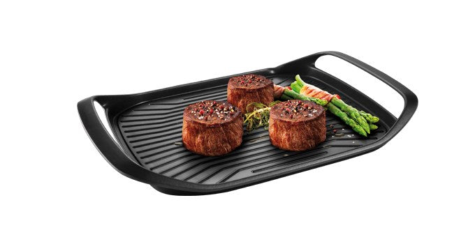 Rektangulær grillpande i støbt aluminium med riller, 42 x 28 cm, med non-stick belægning