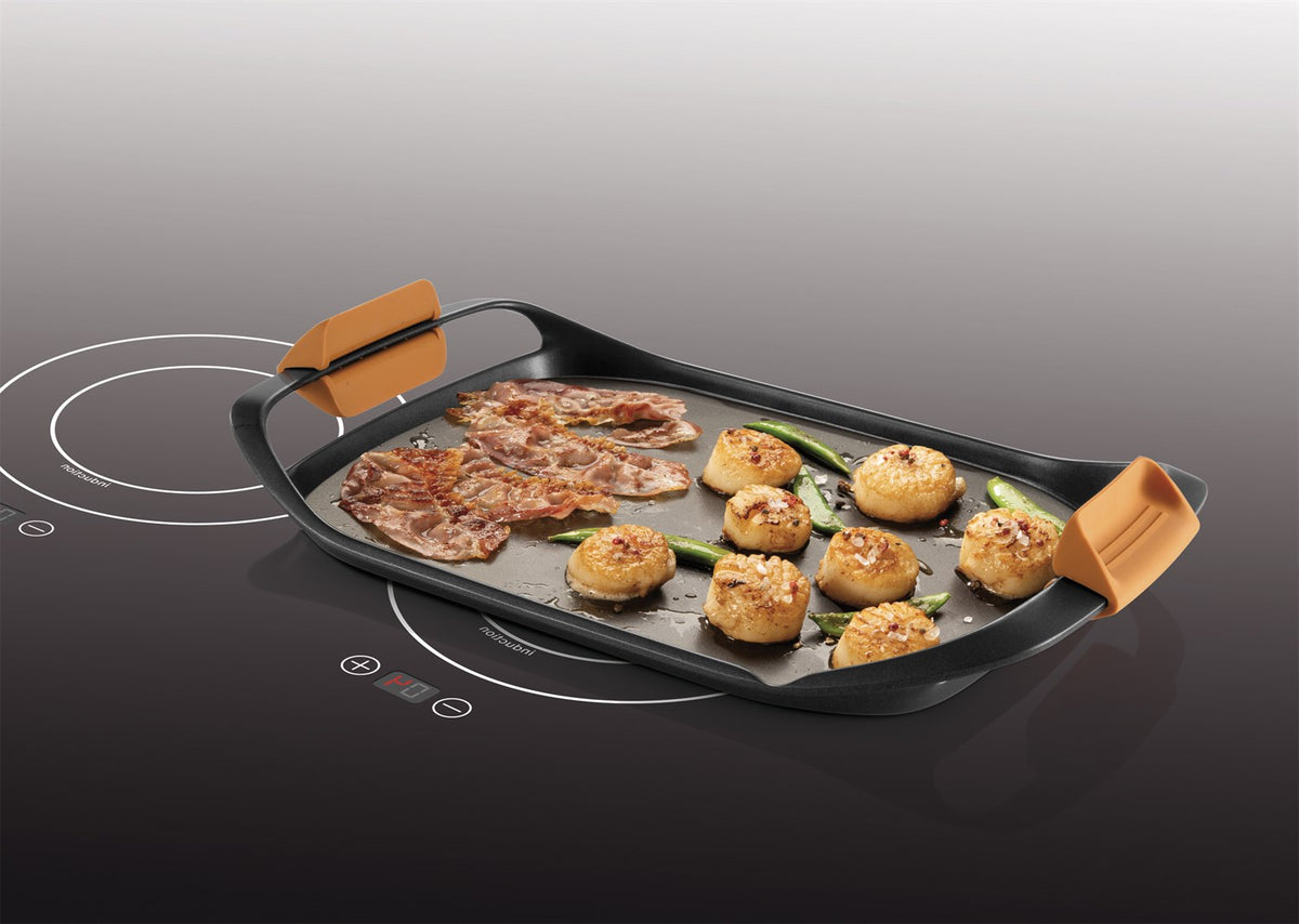 Rektangulær grillpande i støbt aluminium, 42 x 28 cm, med non-stick belægning