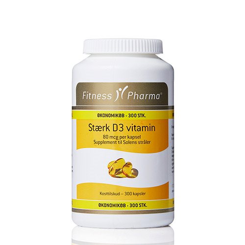 Fitness Pharma Stærk D3 vitamin, pakke med 300 kapsler med 80 µg D-vitamin i olivenolie
