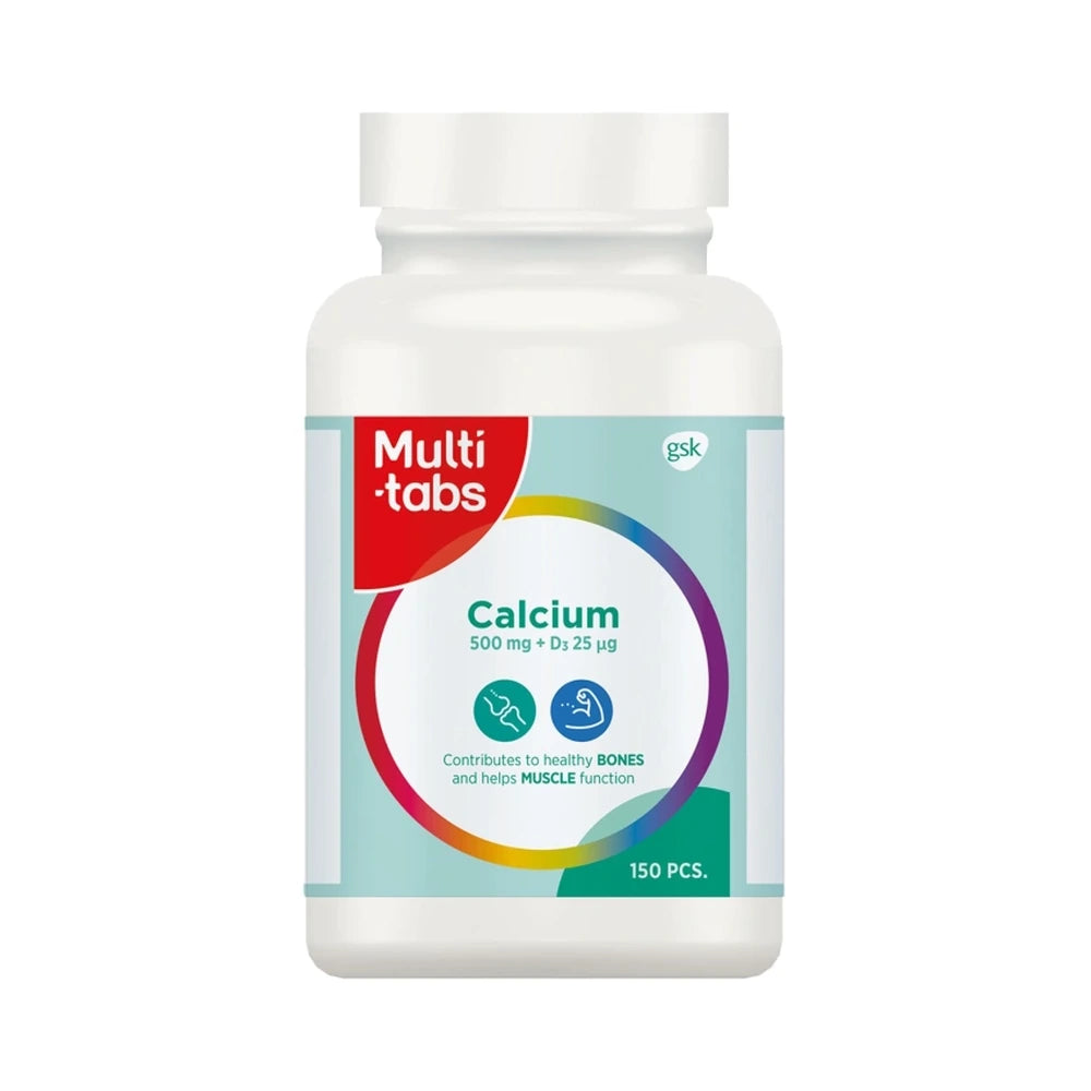 Pakning med Multi-tabs Calcium + D3-vitamin kosttilskud, 150 stk.