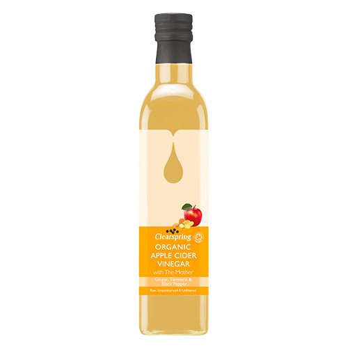 Clearspring æblecidereddike med eddikemor, ingefær, gurkemeje og peber, 500 ml