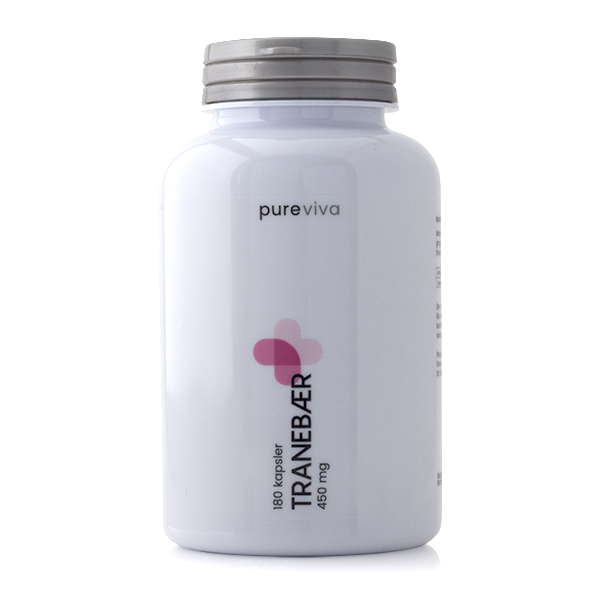 Pureviva Tranebær 450 mg kosttilskud i pakke med 180 kapsler