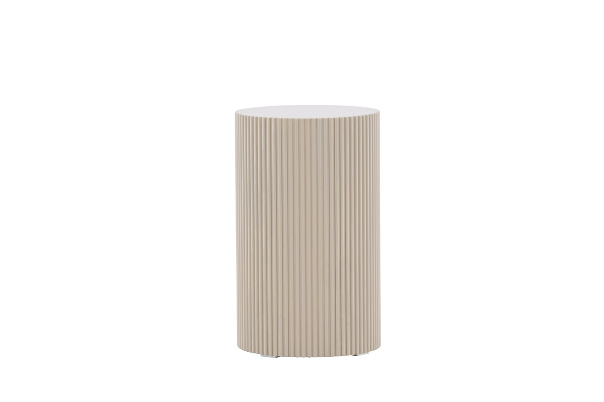 Venture Design Lenox rundt sidebord i beige MDF, Ø30,5 cm