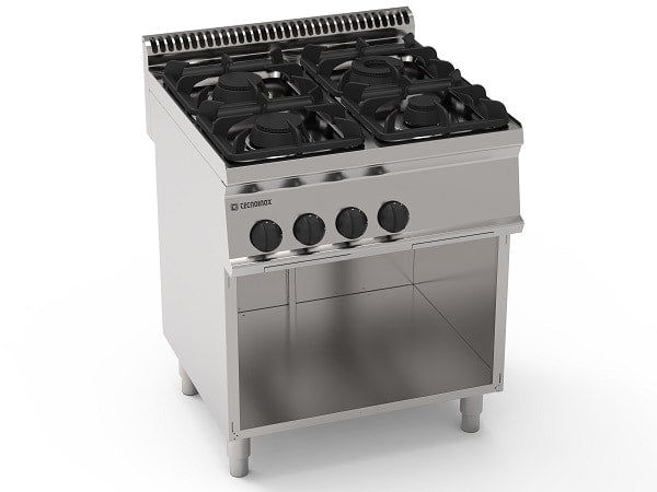 Tecnoinox Tecno70 gaskogebord med fire zoner til professionelt køkken