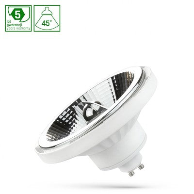 Spectrum 12W hvid LED spot - AR111, 45Â°, GU10, 230V - Dæmpbar : Ikke dæmpbar, Kulør : Varm