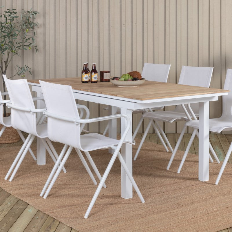Se Ponsa - Spisebord i teaktræ og hvid aluminium, med udtræksplade ❤ Kæmpe udvalg i 3-nordic - Køb online på udsalg og tilbud lige nu ❤ Billig fragt • Hurtig levering - Varenummer: 3-nordic-5667 og barcode / Ean: på lager - Udsalg på Haven - Havemøbler - Borde til haven - Spiseborde Store besparelser – op til 77% - Spar stort på mere end 2.739 brands