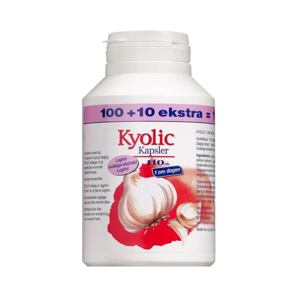 Pakning med Kyolic 1 om dagen kapsler med lagret hvidløgsekstrakt, 100 + 10 stk.