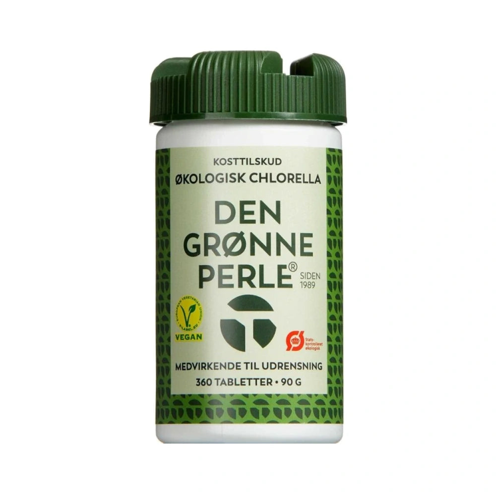 Pakning med Den Grønne Perle Chlorella, økologisk og vegansk kosttilskud, 360 stk.