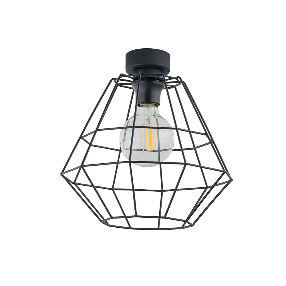 TK Diamant loftlampe, model D, i sort stål