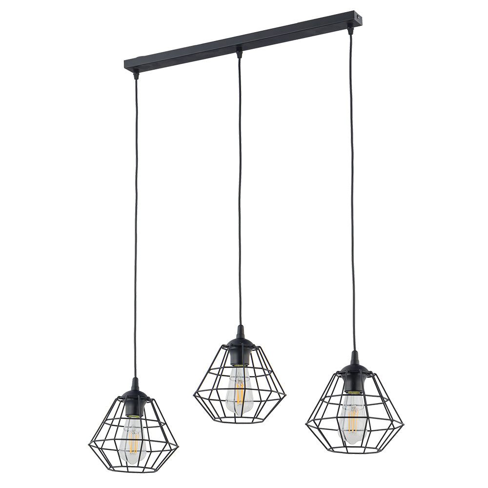 Sort TK Diamant loftlampe i stål med tre skærme