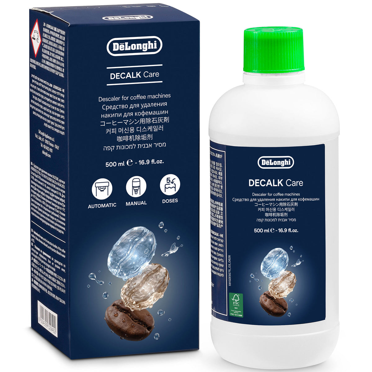 Delonghi Decalk afkalkningsmiddel i flaske på 500 ml til kaffemaskiner