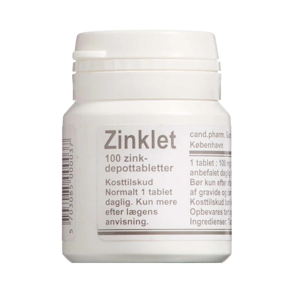 Pakning med Zinklet zinktilskud i depottabletter, 100 stk.