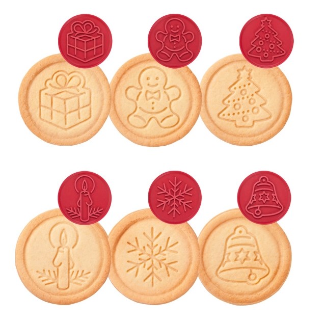 Kagestempel med seks bageforme med julemotiver til småkager