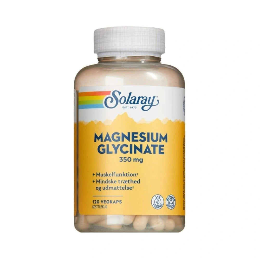Pakning med Solaray Magnesium Glycinate 350 mg kapsler, 120 stk.