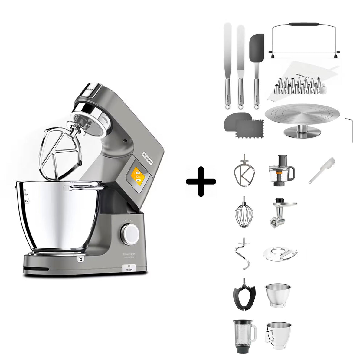 Kenwood Chef Patissier XL køkkenmaskine med KWSD100 sæt til kagedekoration