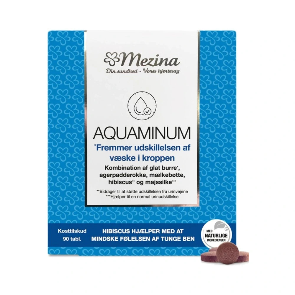 Pakning med Mezina Aquaminum plantebaseret kosttilskud, 90 tabletter