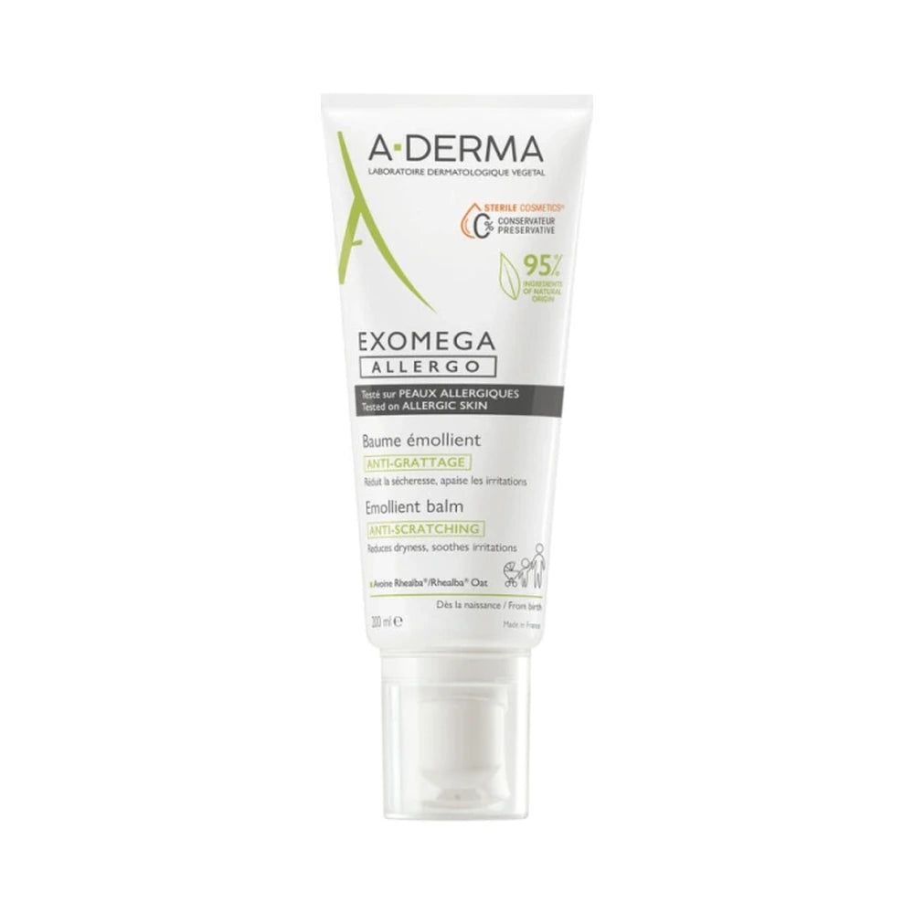 Tube med A-Derma Exomega Allergo balm til tør hud, 200 ml