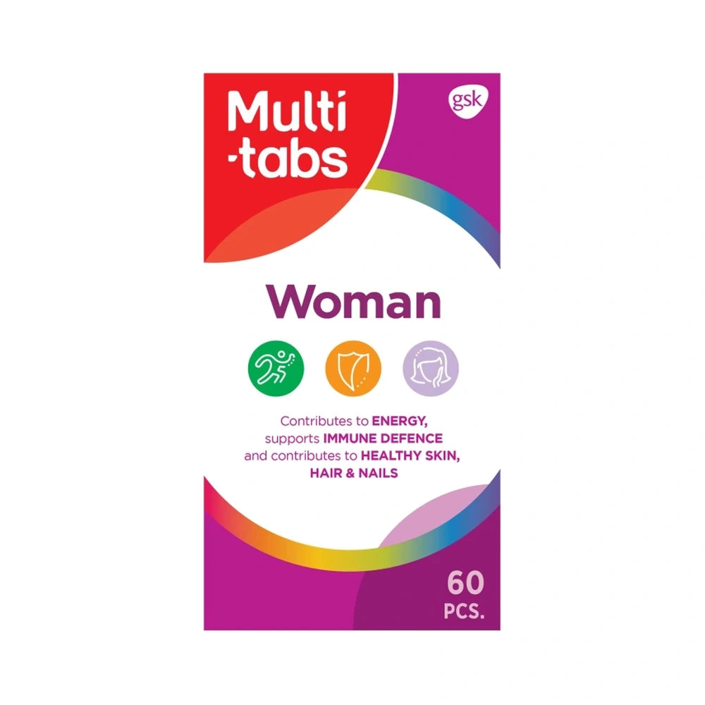 Pakning med Multi-tabs Woman multivitamin- og mineraltabletter, 60 stk