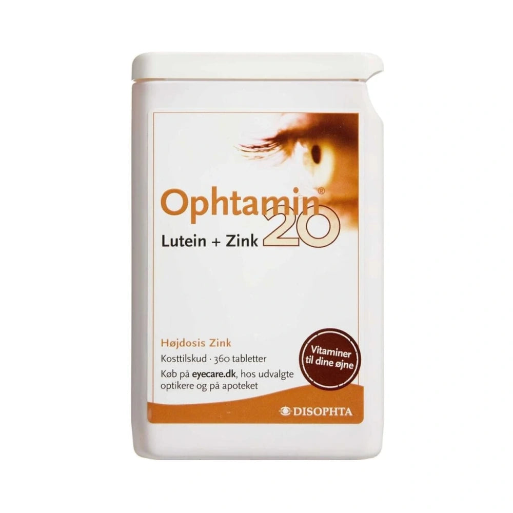 Stor pakning Ophtamin 20 Lutein + Zink tabletter, 360 stk
