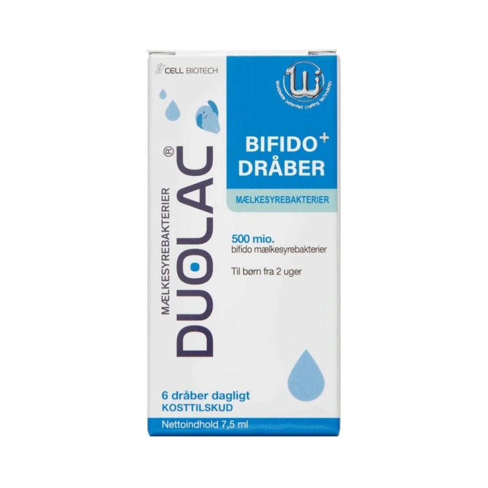 Flaske med Duolac Bifido+ dråber med mælkesyrebakterier, 7,5 ml