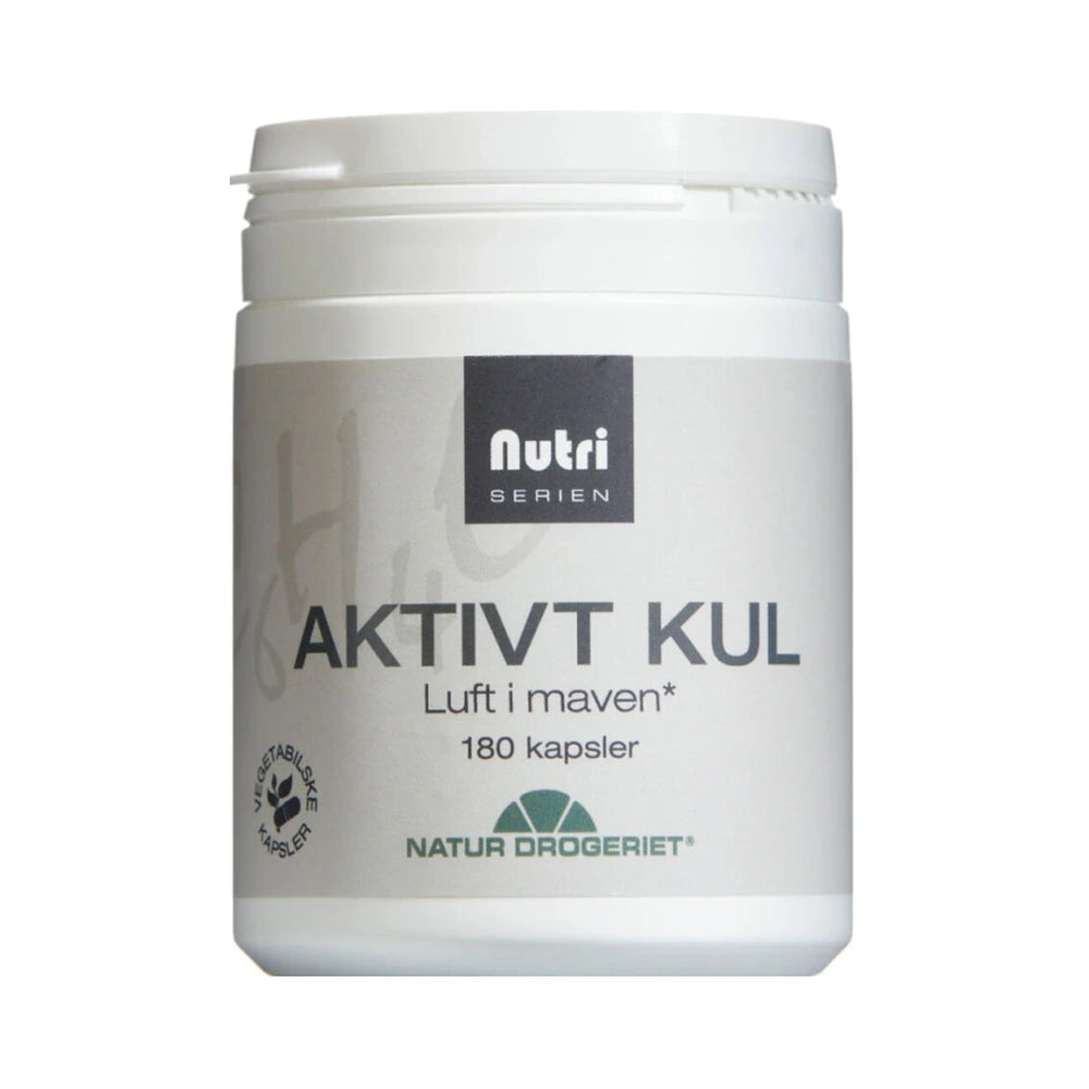 Pakke med Natur Drogeriet Aktivt Kul kapsler, 180 stk