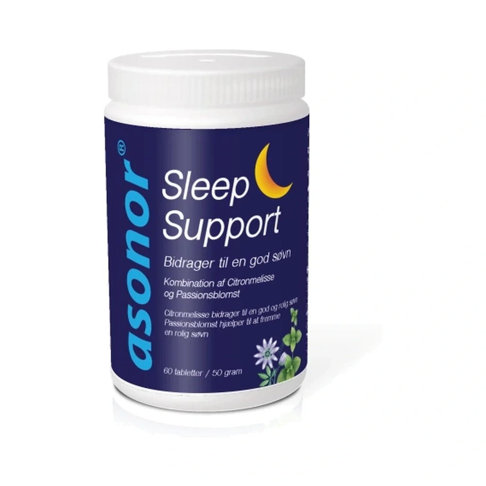 Pakke med Asonor Sleep Support tabletter med passionsblomst og citronmelisse, 60 stk