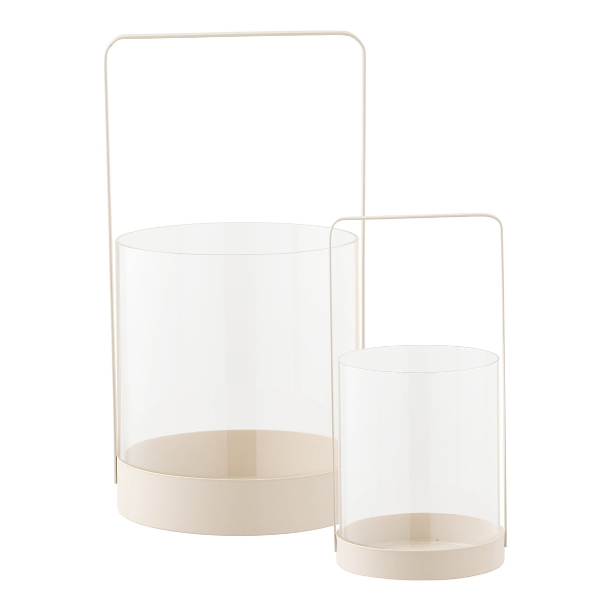 Hurricane lysestager fra House Nordic i beige glas og metal, sæt med to