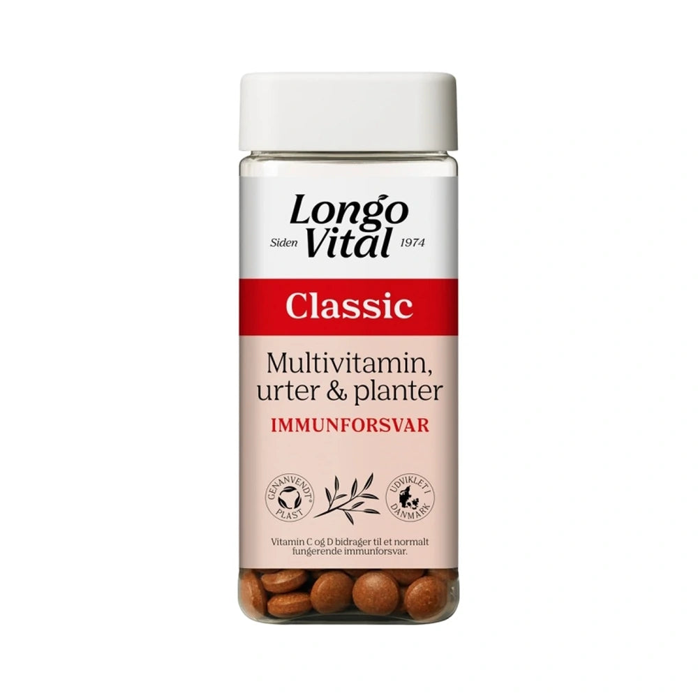 Pakke med Longo Vital Classic multivitamin med urter og planter, 180 stk