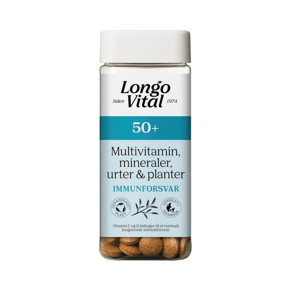 Pakke med Longo Vital 50+ multivitamin med mineraler, urter og planter, 180 stk