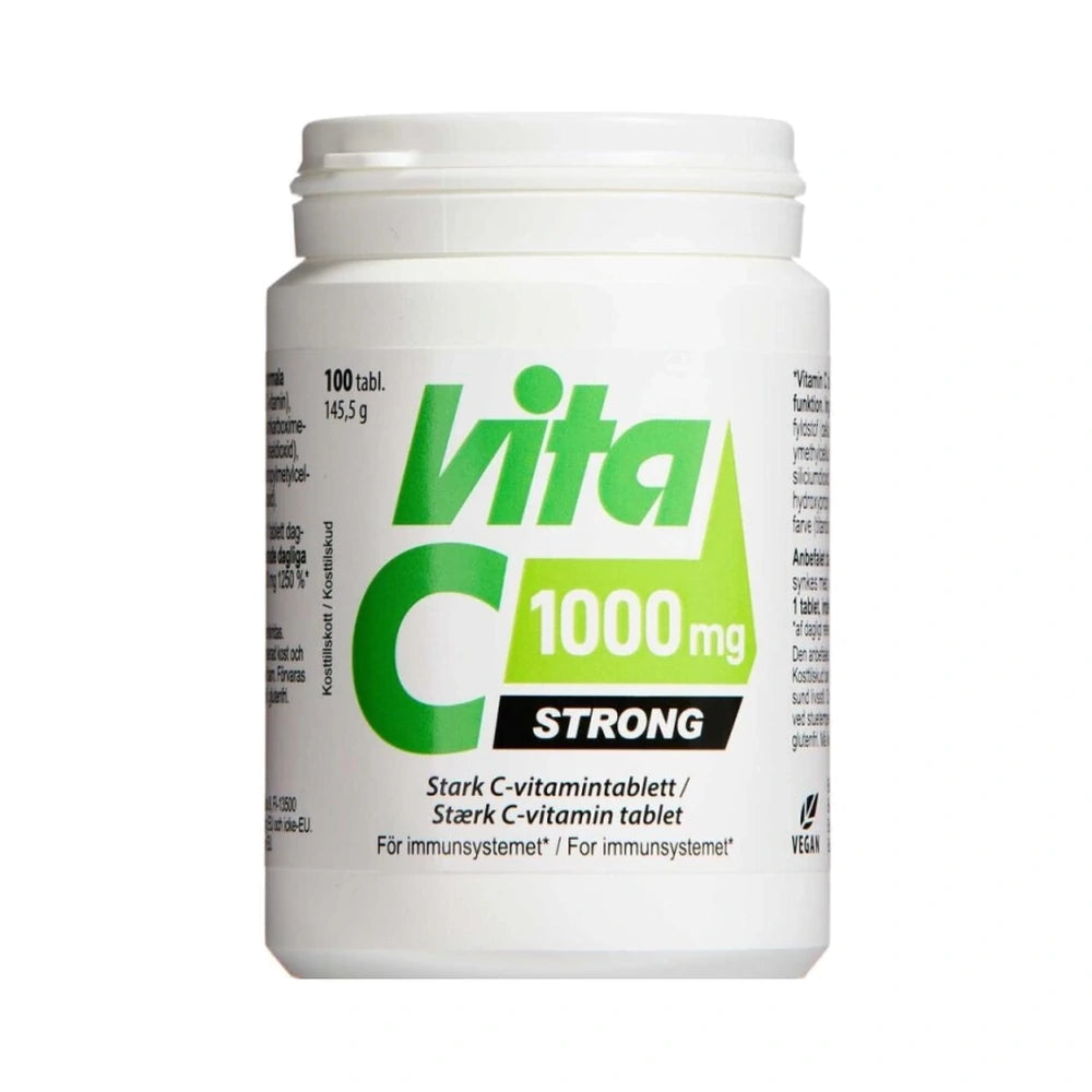 Pakning med Vitabalans Vita C Strong 1000 mg C-vitamin kosttilskud, 100 stk.