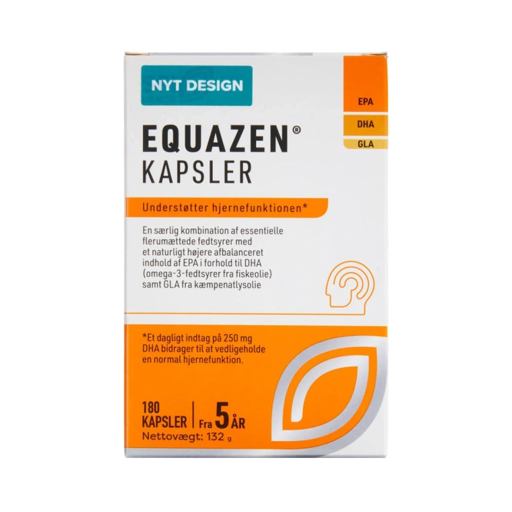 Pakning med Equazen kapsler med fiskeolie og GLA, 180 stk.