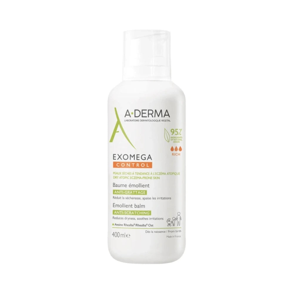 A-Derma Exomega Control Balm, 400 ml, specialpleje til tør hud.
