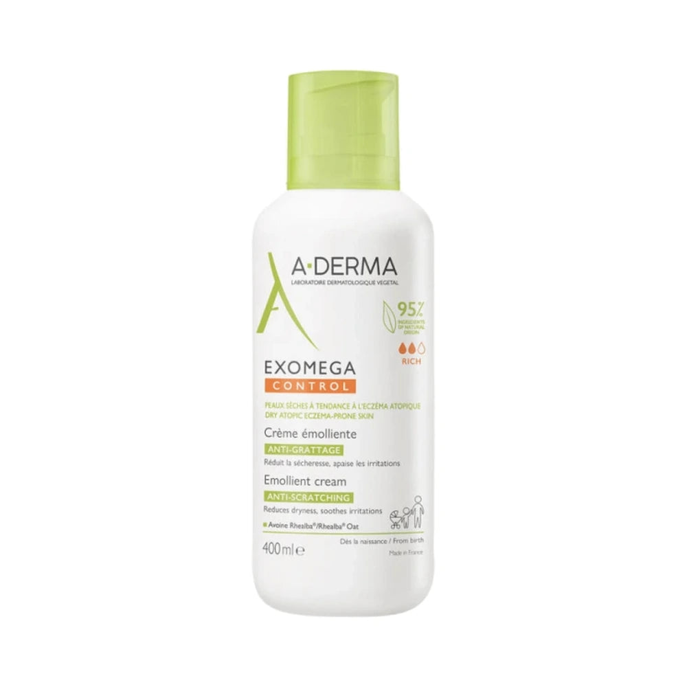 A-Derma Exomega Control Cream 400 ml, parfumefri specialcreme til tør hud