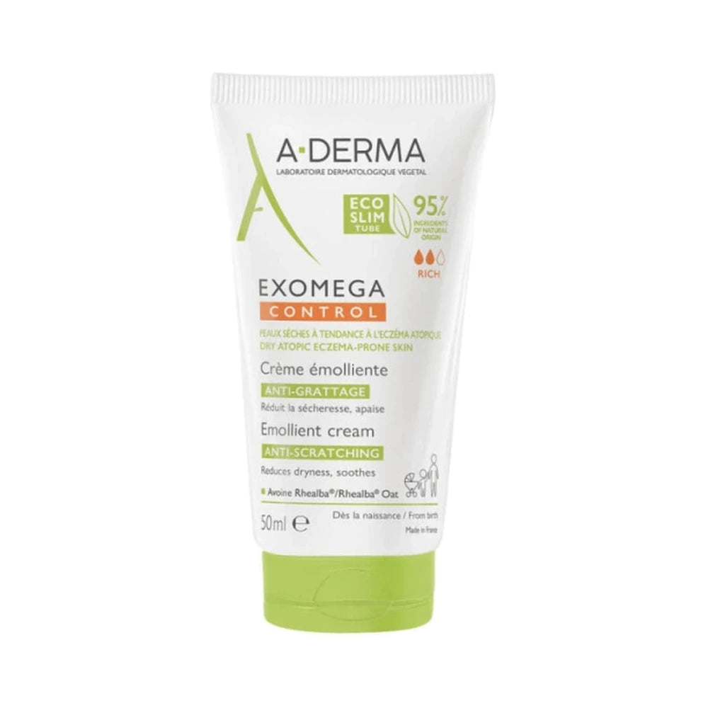 A-Derma Exomega Control Cream 50 ml, lille tube fugtighedscreme til meget tør hud