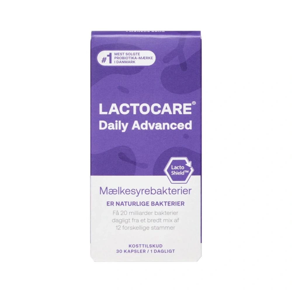 Pakke med Lactocare Daily Advanced, kosttilskud med mælkesyrebakterier, 30 stk.