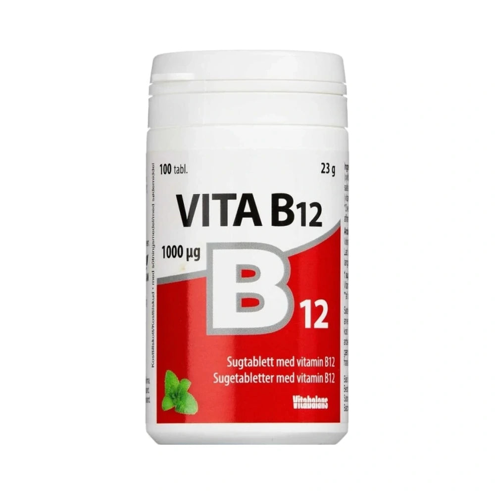Pakning med Vitabalans B12 sugetabletter, 100 stk