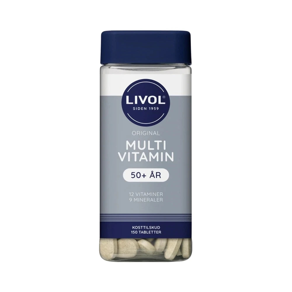 Pakning med Livol Multivitamin 50+ tabletter, 150 stk., til personer over 50 år