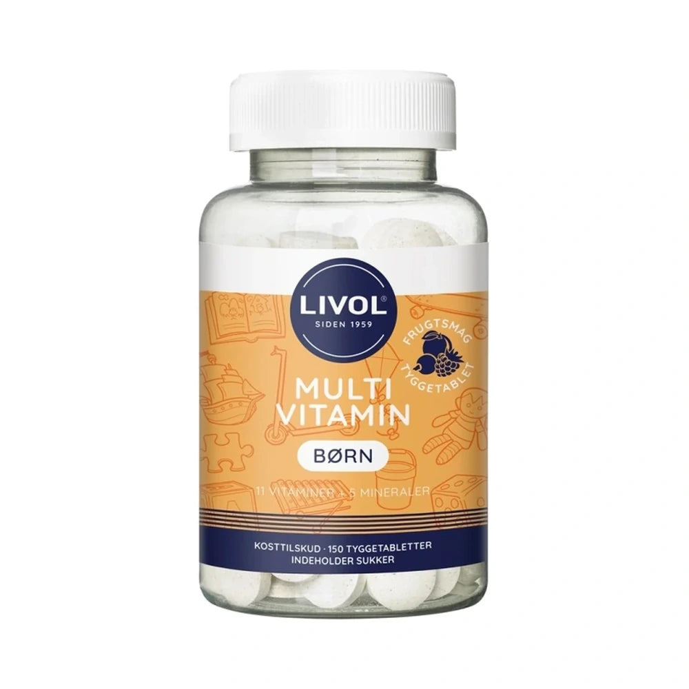 Pakning med Livol Multi Vitamin til børn med frugtsmag, 150 stk.