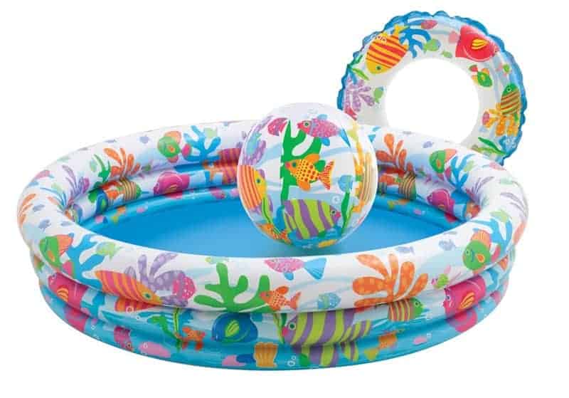 Intex poolset med fisk, pool med badebold og badering
