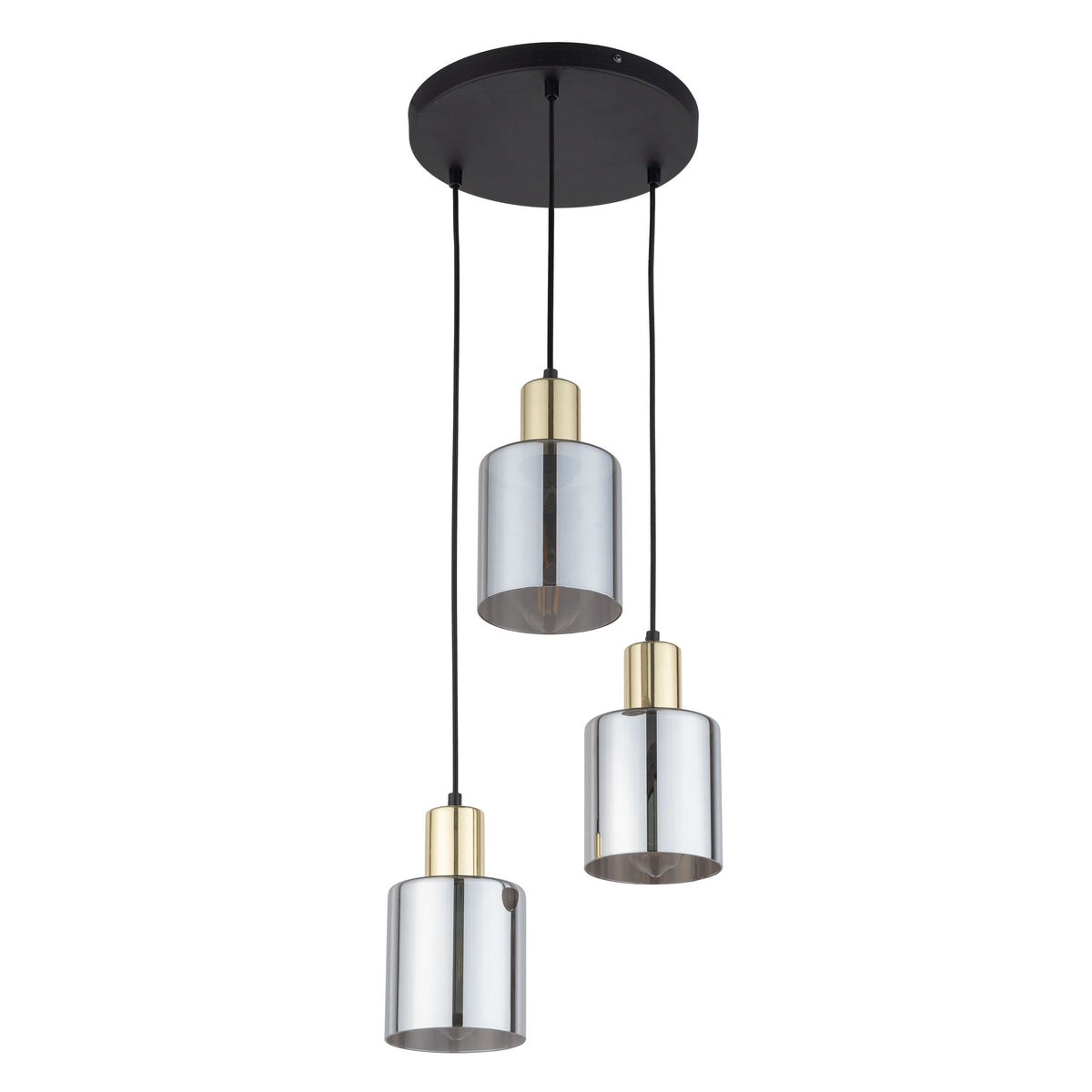 TK Sierra loftlampe med tre skærme i glas og guld metal