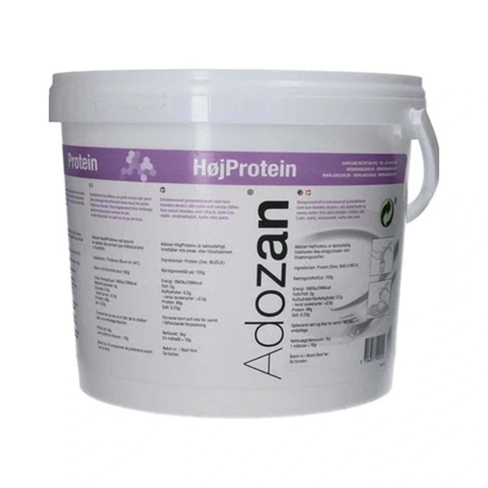 Adozan HøjProtein smagsneutralt proteinpulver i pakke på 3 kg