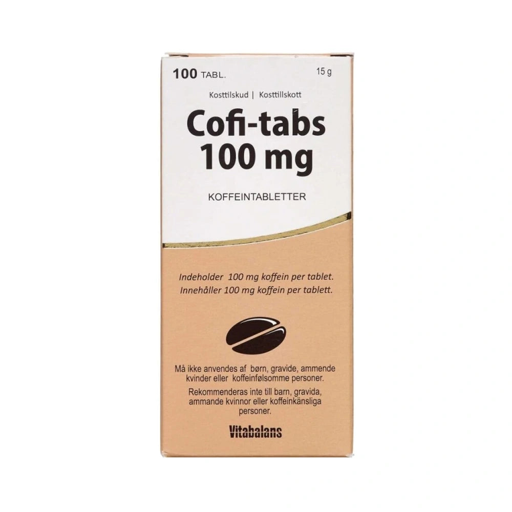 Pakning med Vitabalans Cofi-Tabs 100 mg, 100 tabletter